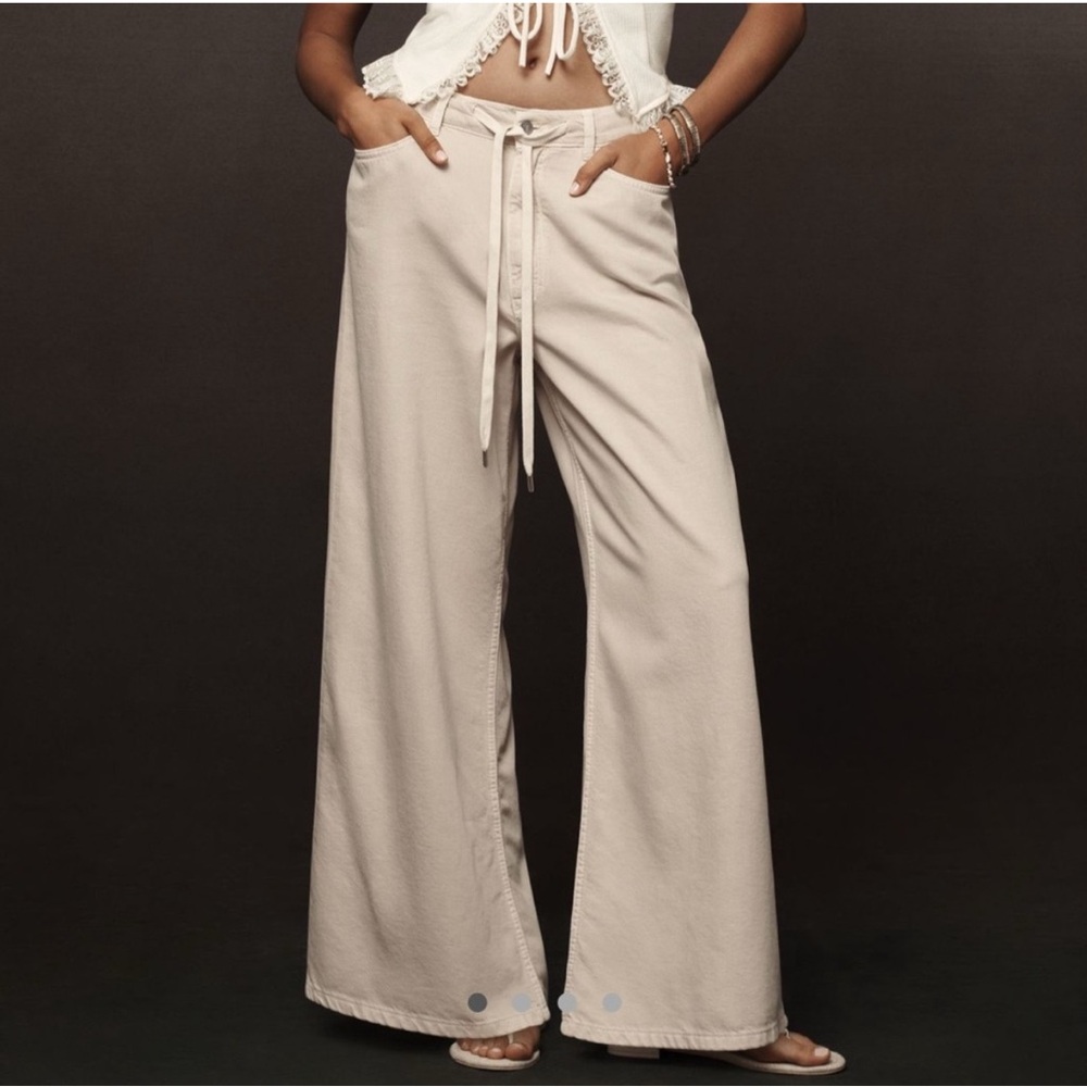 Pilcro Jeans | Wide Leg Drawstring Pull On Jeans. Worn Once. Size L.